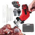 Electric Reciprocating Saw, Cordless Saw with 6replaceable Saw Blades,1pairs Gloves,Handheld,Lightweight Body,Led Auxiliary Lighting,for Wood,Metal Cutting&Meat Bone,2batteries