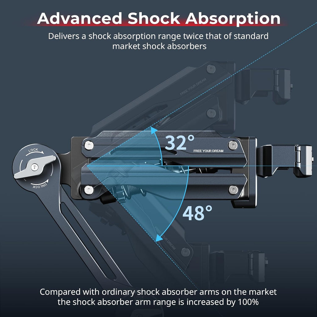 SMALLRIG Mini Shock Absorber Arm, 4-inch Vacuum Suction Cup, Double Spring and Hydraulic Damping, Car Mount for DJI Osmo Pocket 4 3/Action 6/5 Pro/4, for GoPro Hero13/12/11, for Insta360 X5/4/3-5123