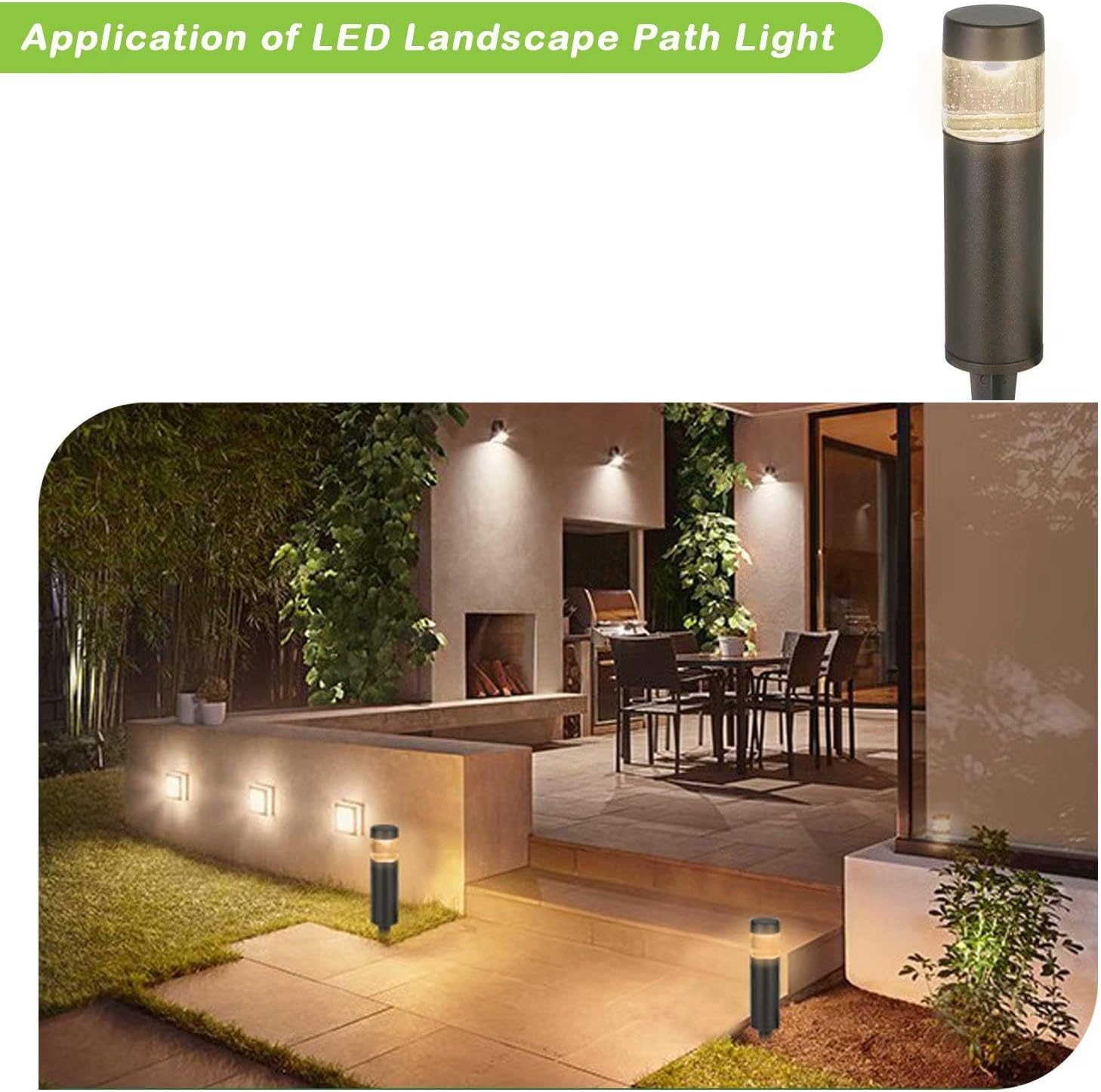 hykolity Low Voltage Landscape Lights, 3W 120LM 12V-15V LED Round Bollard Light, Wired Outdoor Walkway Light Path Lights for Yard Lawn, Aluminum Construction, 30 Watt Equivalent, 6 Pack