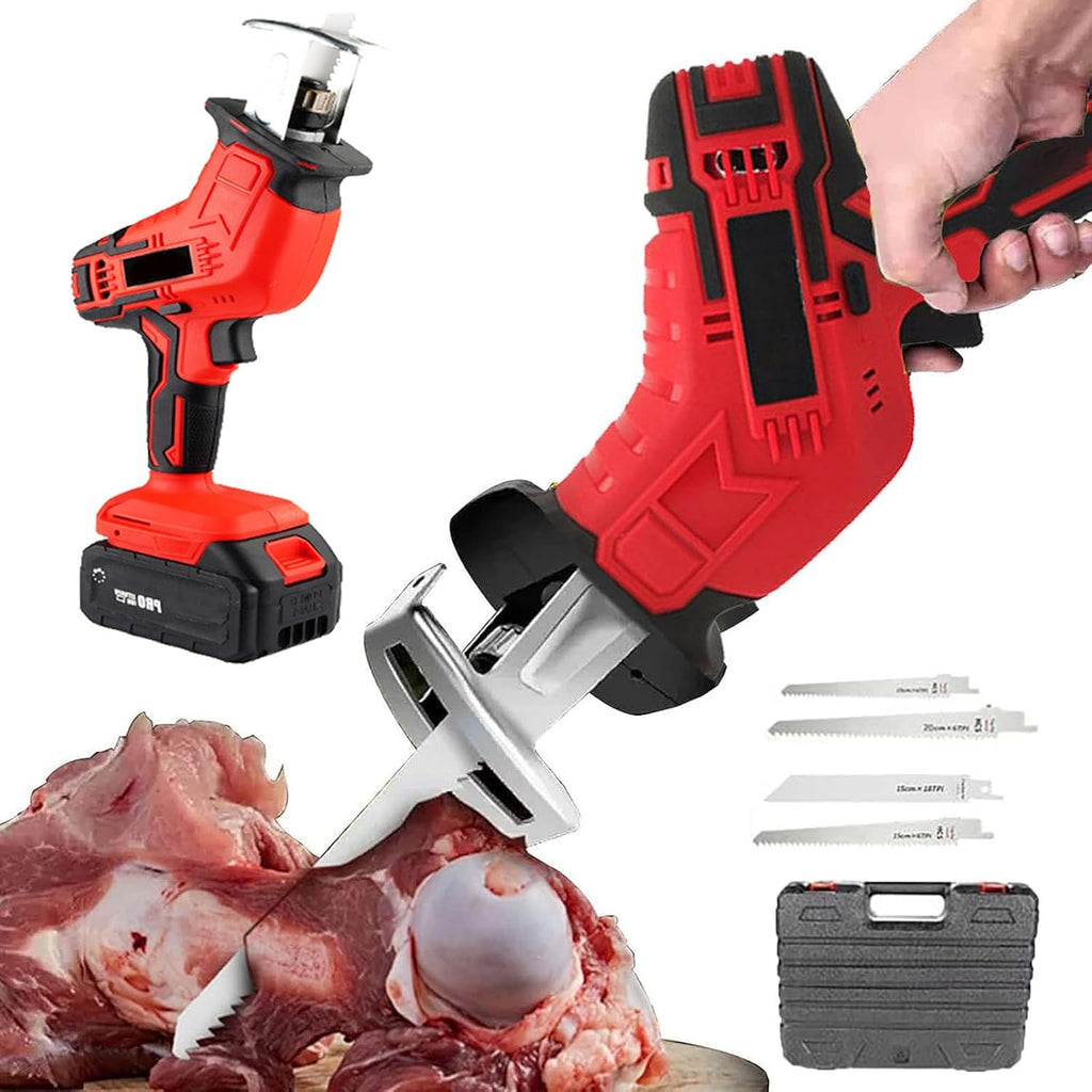 Cordless Electric Bone Saw, Electric Butchers Saw, Multifunctional Meat Bone Saw Reciprocating Saw with Saw Blade for Cutting Metal Wood Plastic Bones,A