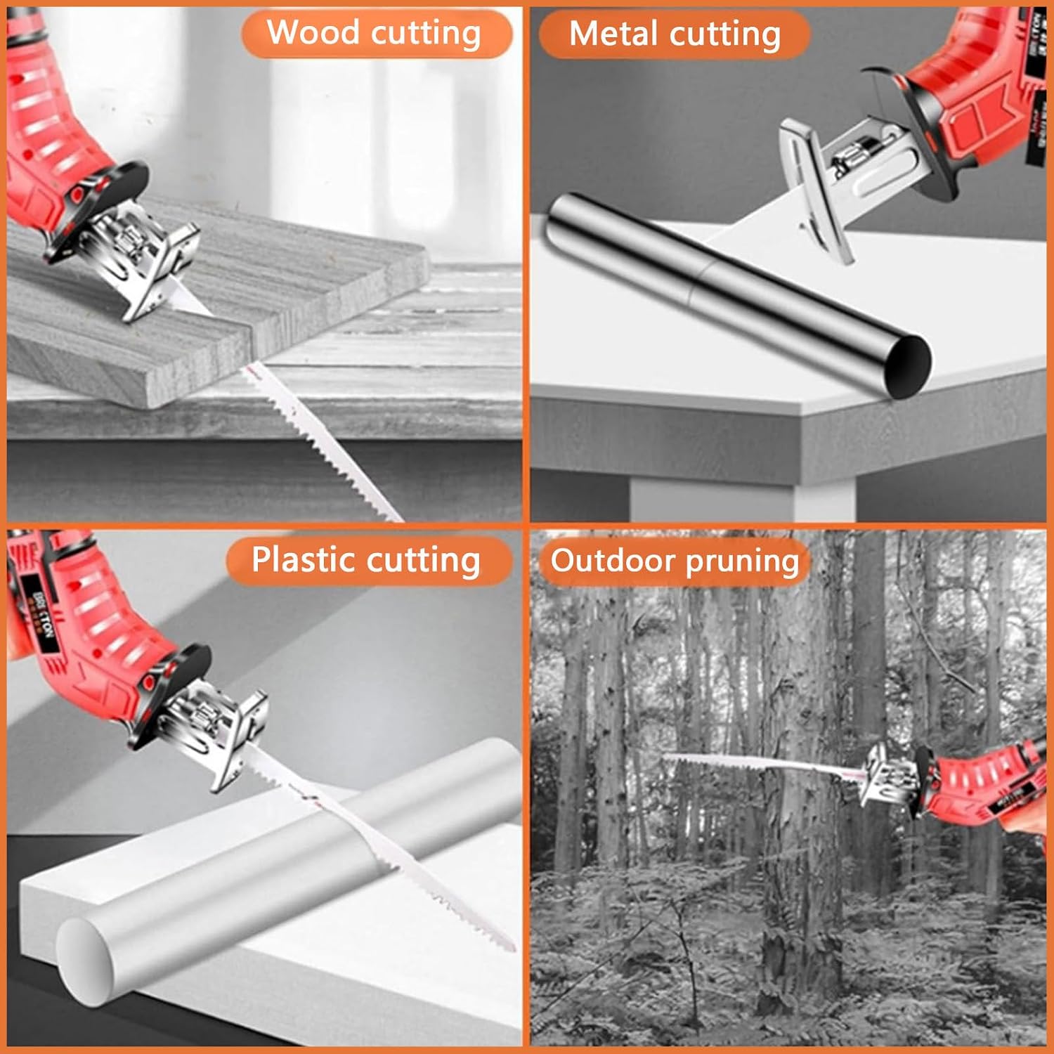 Cordless Reciprocating Saw- Led Illuminated, Electric Saber Saw Set, Cutting Electric Saw,for Cutting Bones/Branches/Metal Pipes Variable Speed