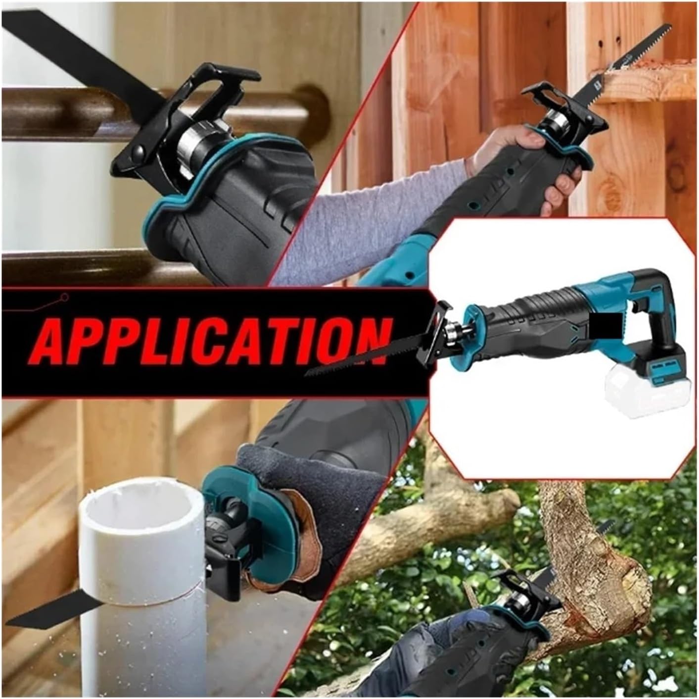 Cordless Circular Saw, Electric Reciprocating Chainsaw Saber Saw Cordless Cutter Tool,for Woodworking, Stone(1 BATTERY)