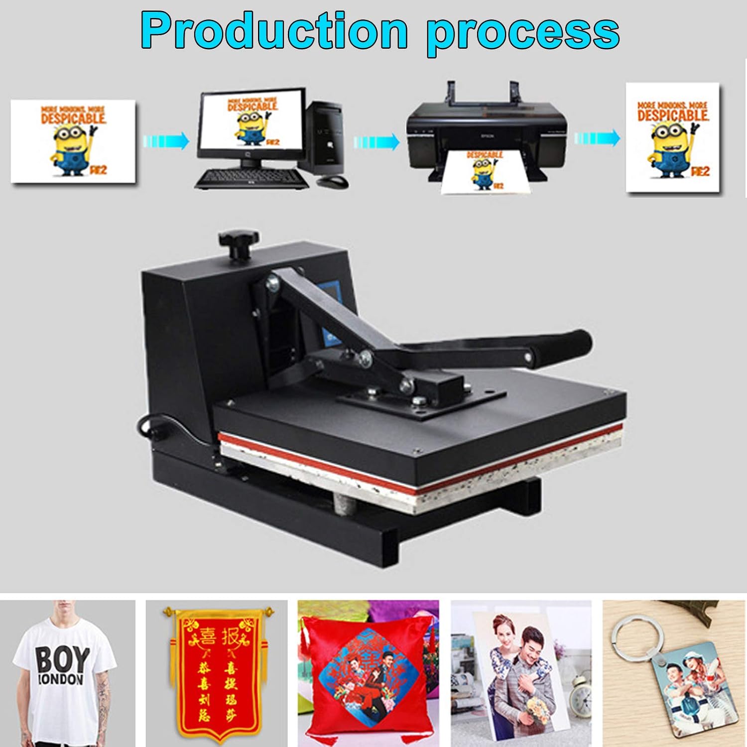 Heat Press Machine for T-Shirt, 16'x24' Large Size Digital T-Shirt Mug Craft Sublimation Transfer 1800W Digital Clamshell Heat Press Transfer for Clothes, Pillows Mugs Printing