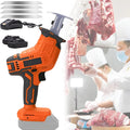 Generic Electric Commercial Home Butchers Saw, Meat/Bones Electric Reciprocating Saw, 3000RPM, 20V Lithium Battery, 61mm High Speed Steel Blade, 110V Charger, 2 Batteries + 4 Sawtooth