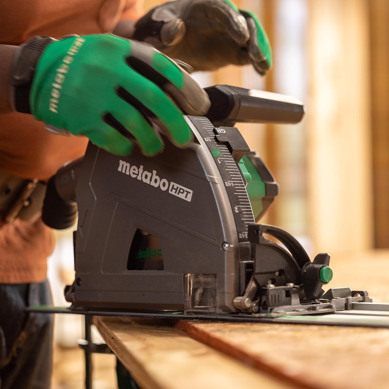 Metabo HPT 36V MultiVolt 6-1/2' Cordless Track Saw Kit, Adjustable Bevel -1 to 46°, Over 2-1/2' Cutting Depth, Lightweight Design, Includes 4.0Ah Metabo Battery and Rapid Charger, C3606DPA