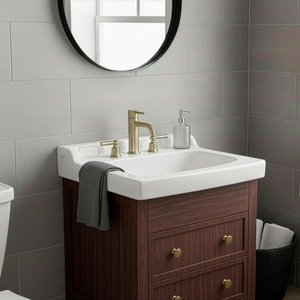 Fine Fixtures Ceramic Bathroom Sink Top with Raised Back - Fits Standard 24' Vanity | Elegant and Durable Bathroom Sinks for Modern Homes - Upgrade Your Space - Perfect for Any Bathroom Design