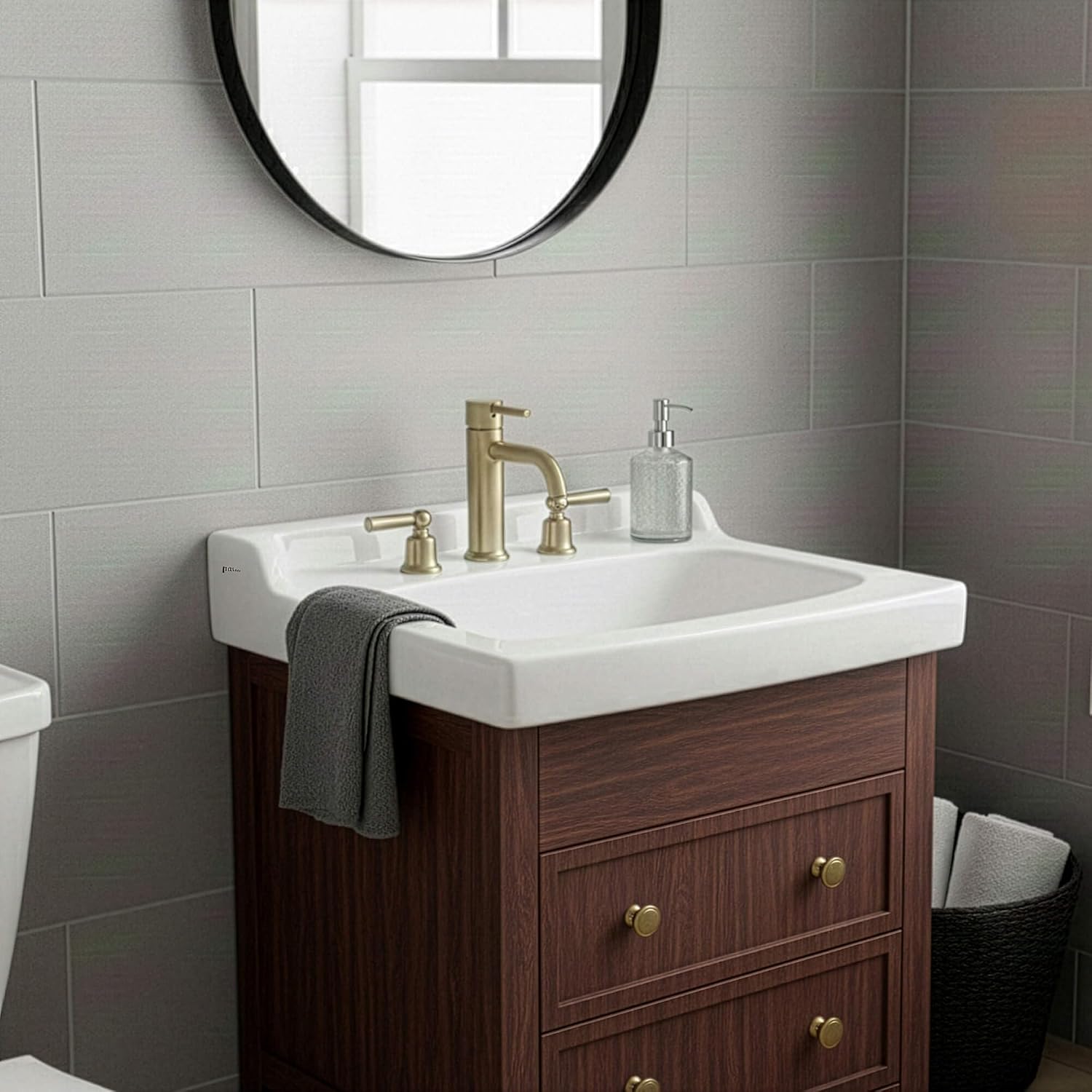 Fine Fixtures Ceramic Bathroom Sink Top with Raised Back - Fits Standard 24' Vanity | Elegant and Durable Bathroom Sinks for Modern Homes - Upgrade Your Space - Perfect for Any Bathroom Design