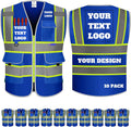Custom Safety Vest Logo High Visibility Reflective Vest Ansi with Pockets Class 2 Hi Vis Security Construction Workwear