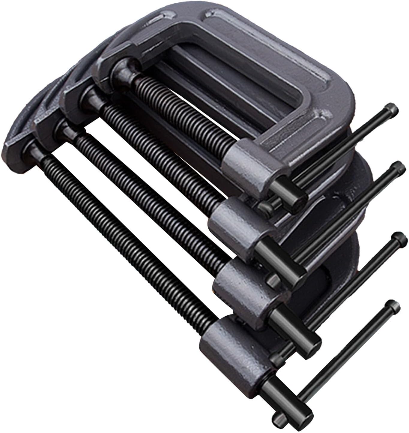 4 Pcs C Clamp Set, 3in 4in 6in 8in C Clamps Set with Sliding T Bar Handle, Versatile Heavy Duty Welding Clamps Jaw Opening for DIY Welding Building Woodworking (Industrial Thickened)