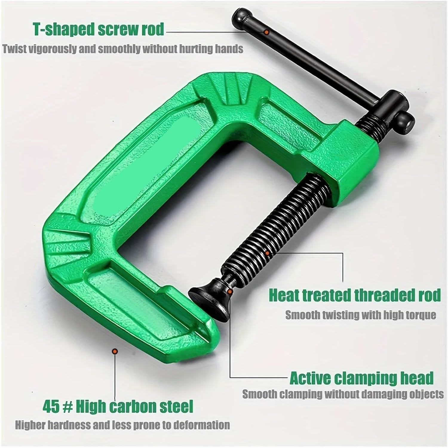 3/4/5/6 Inch Thicken Heavy Steel G Clip C-Clamps Jaw Opening Clamps With Sliding T-Bar Handle For Woodworking, Welding, Building(6 inches)