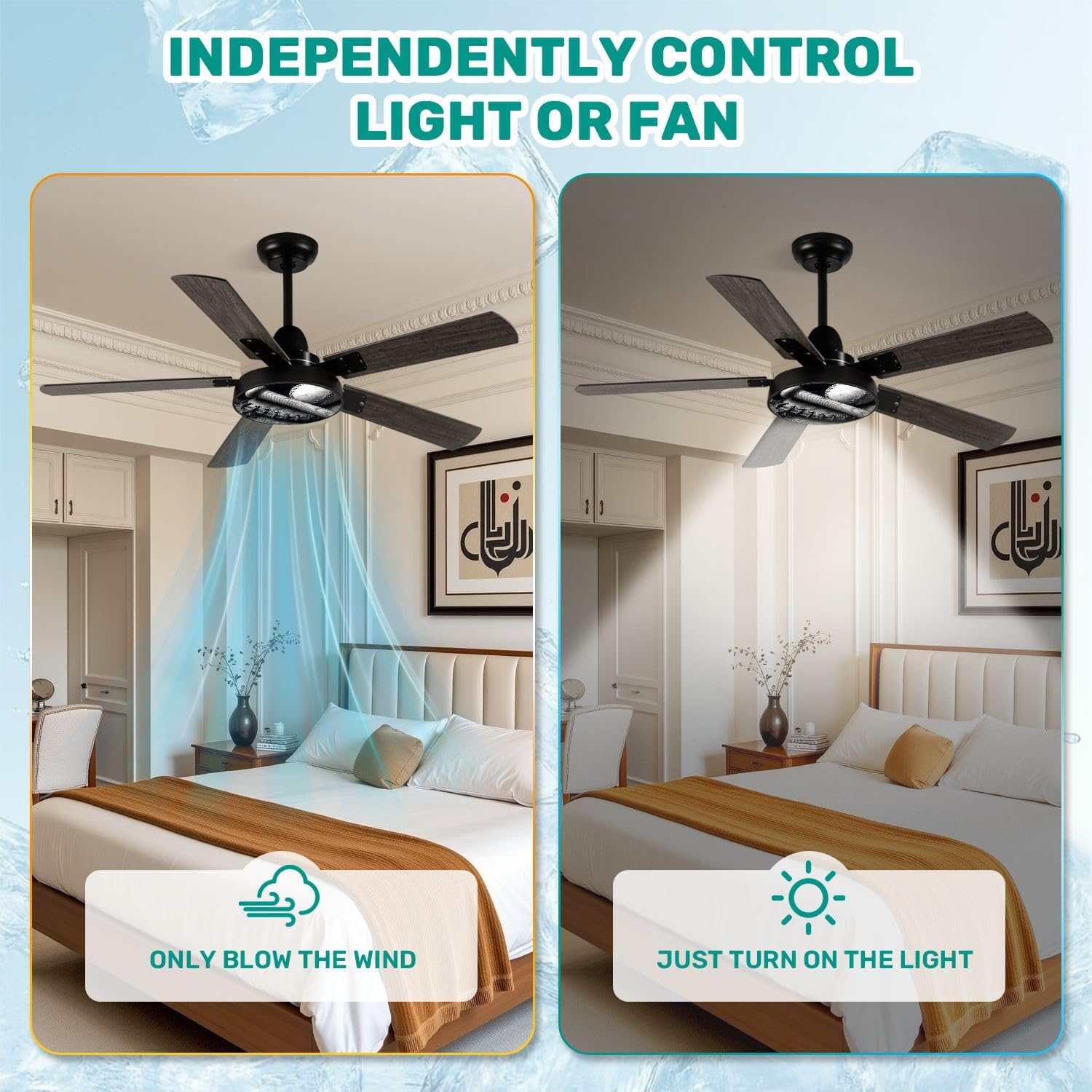 Modern Ceiling Fans with Lights Remote, Old Baseball Bat 42 Inch Ceiling Fan for Bedroom Living Room Farmhouse, 6 Speed Reversible Quiet Motor