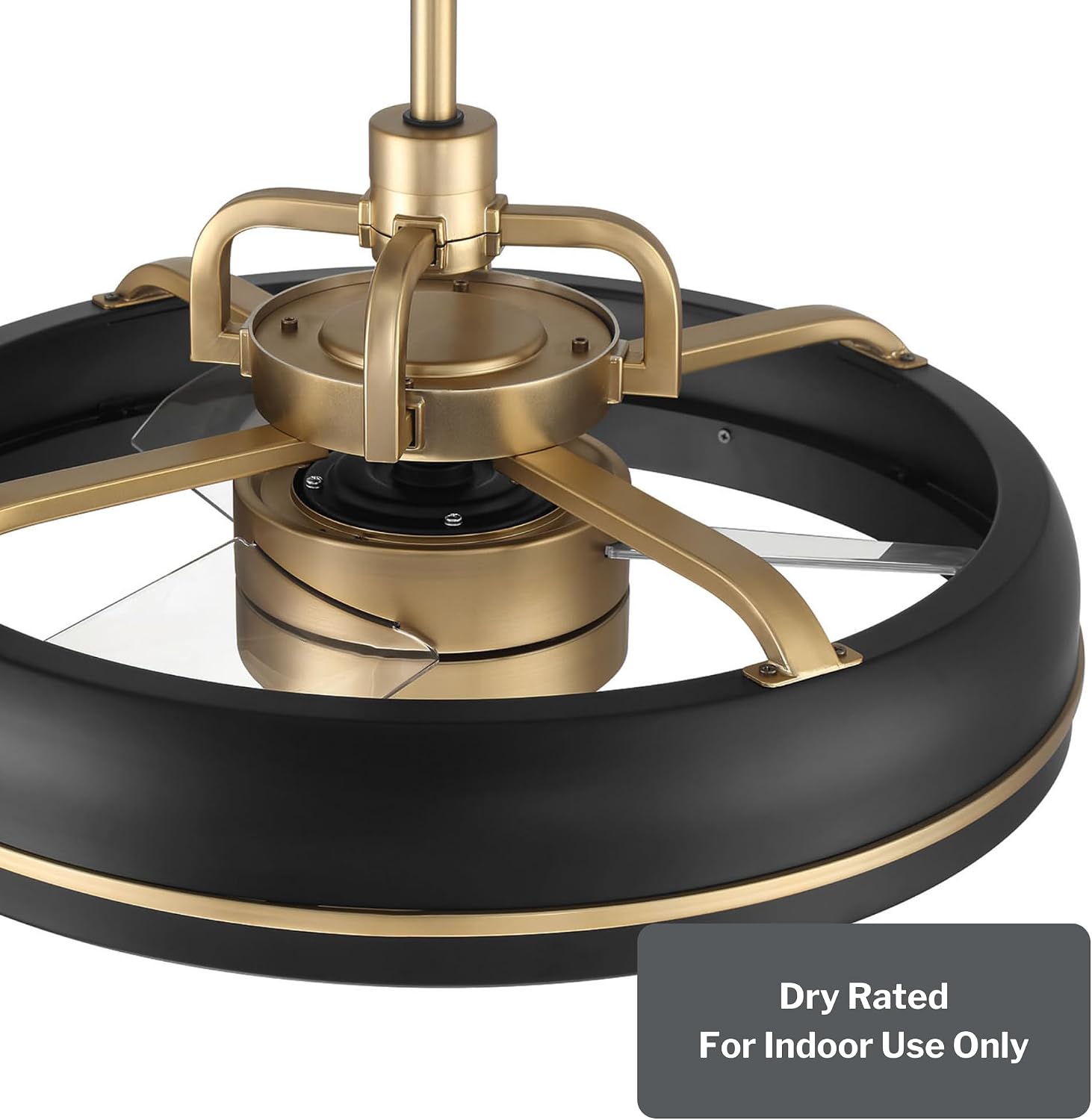 Craftmade TYL24FBSB3-NWF Taylor 24 Inch 3 Blade Indoor Fandelier | Flat Black/Satin Brass Finish with Clear Acrylic Blades | Integrated 1167 Lumens LED 3000K | Remote Included | DC Motor Ceiling Fan