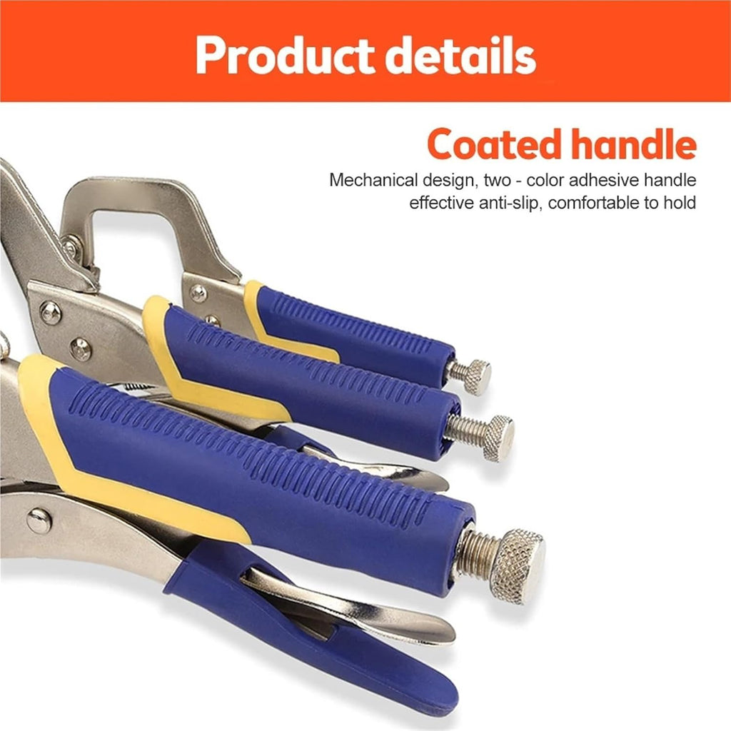 Vise Grip Pliers 14 Inch C Clamp Weld Clip Woodwork Fix Plier Pincer Tong Tenon Grip Vise Swivel Pad Locator Alloy Hand Tool For Wood Working