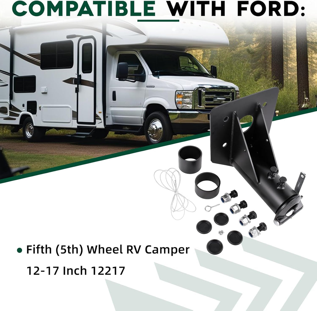 Adjustable 5th Wheel to Gooseneck Adapter Hitch 12'-17' Compatible with RV Camper Trailer to 2-5/16' Ball 20,000 Pound Rating Coupler 12217