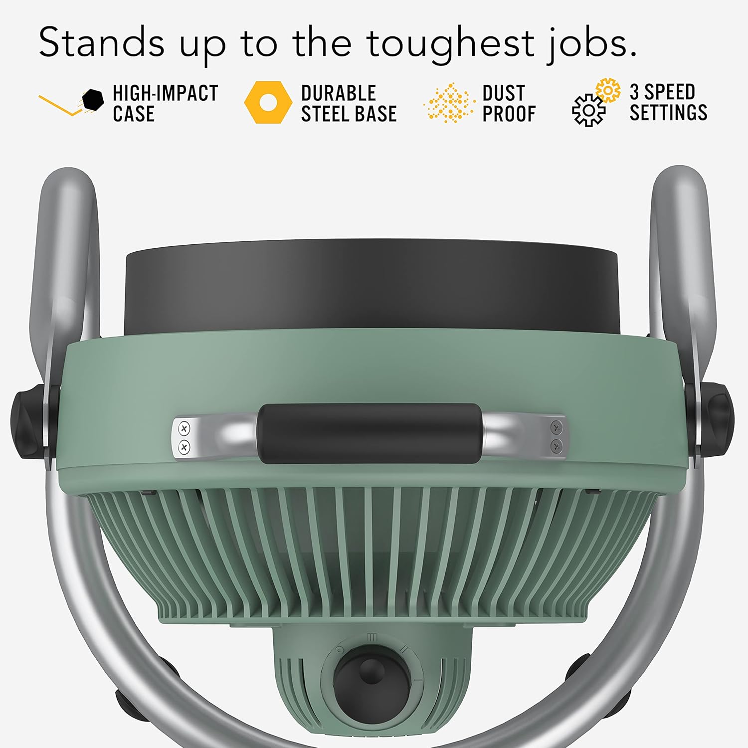 Vornado 293 Large Heavy Duty Shop Fan, 3 Speed Electric Fan, High Impact Casing, IP54-Rated Motor, Whole Room Air Circulator, Pivoting Head, Carry Handle, 16' Floor Fan for Bedroom and Garage, Green