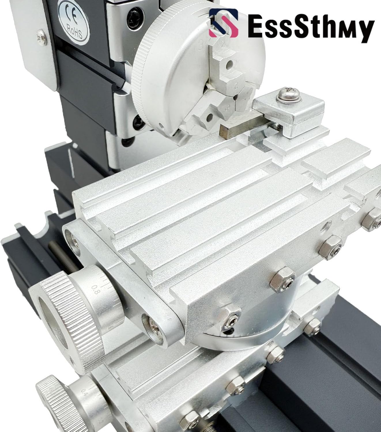 60W 12000RPM High Power Mini Metal Rotating Lathe,4-axis desktop lathe machine，Wood DIY/Soft Metal Crafting 150mm machining diameter