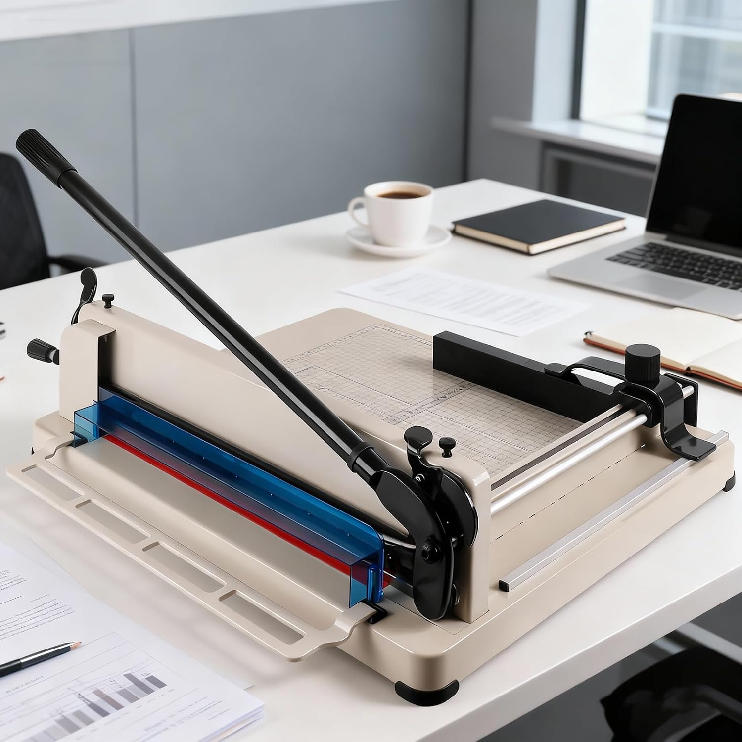 17 Inch Heavy Duty Paper Cutter, Guillotine Paper Cutter for A3 Paper, Stack Trimmer 400 Sheet Capacity, Solid Steel Construction for Office Home School Bulk Cutting
