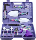 Garden Tools Set, 10 Pieces Gardening Tools with Purple Floral Print,Garden Hand Tools with Carrying Case Gardening Gifts for Women Gardening Gifts for Women Men