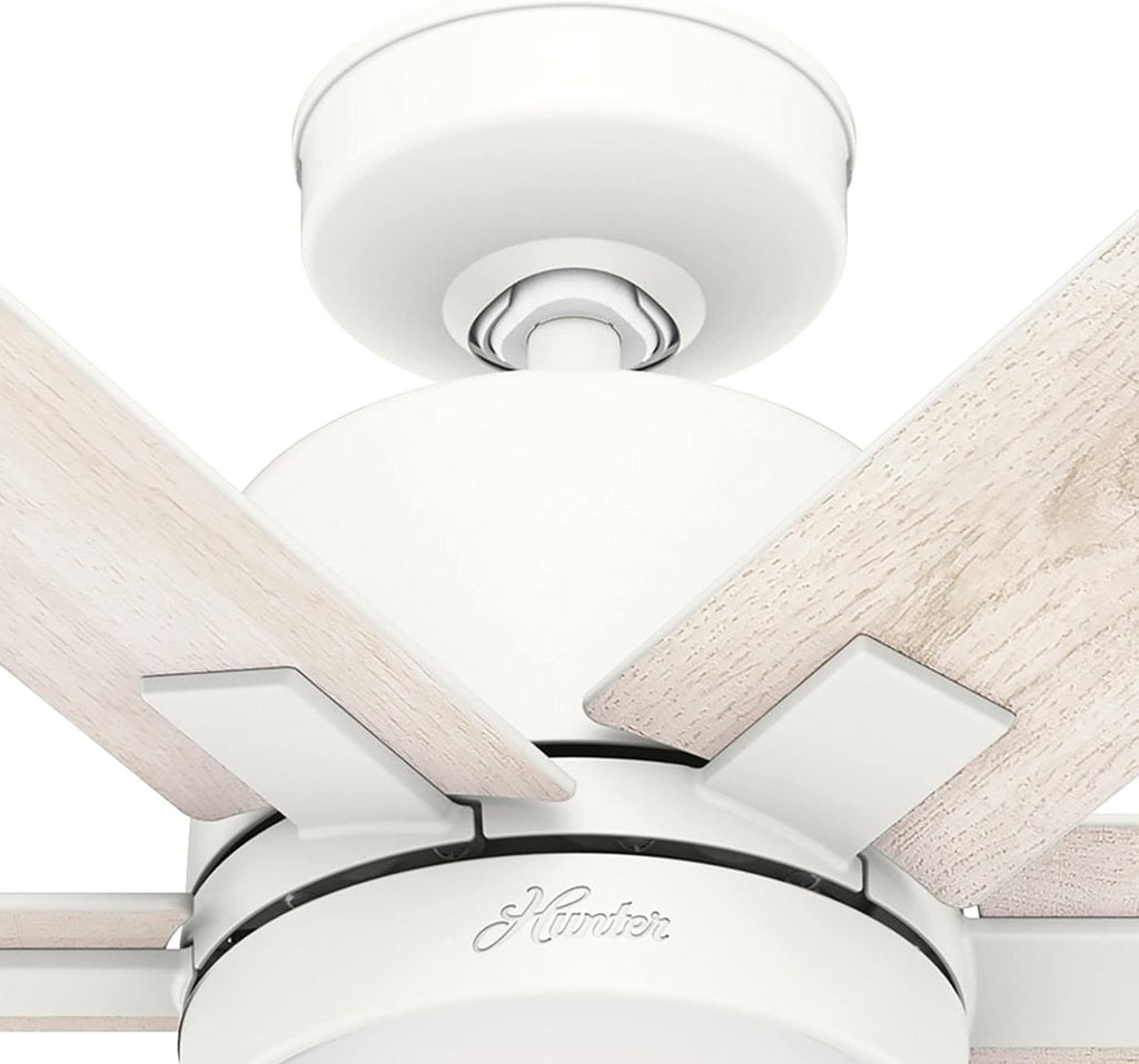 Hunter Fan 44 inch Casual Matte White Indoor Ceiling Fan with LED Light Kit, Holiday Gift for Bedroom, Living Room/Family Room, Dining Room, Kitchen, Office (Renewed)