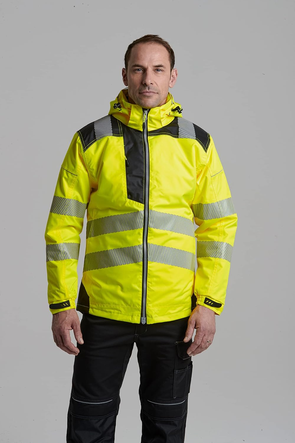 Portwest PW3 Hi-Vis Winter Jacket Work Safety Protective Reflective Waterproof Coat ANSI 3, Medium