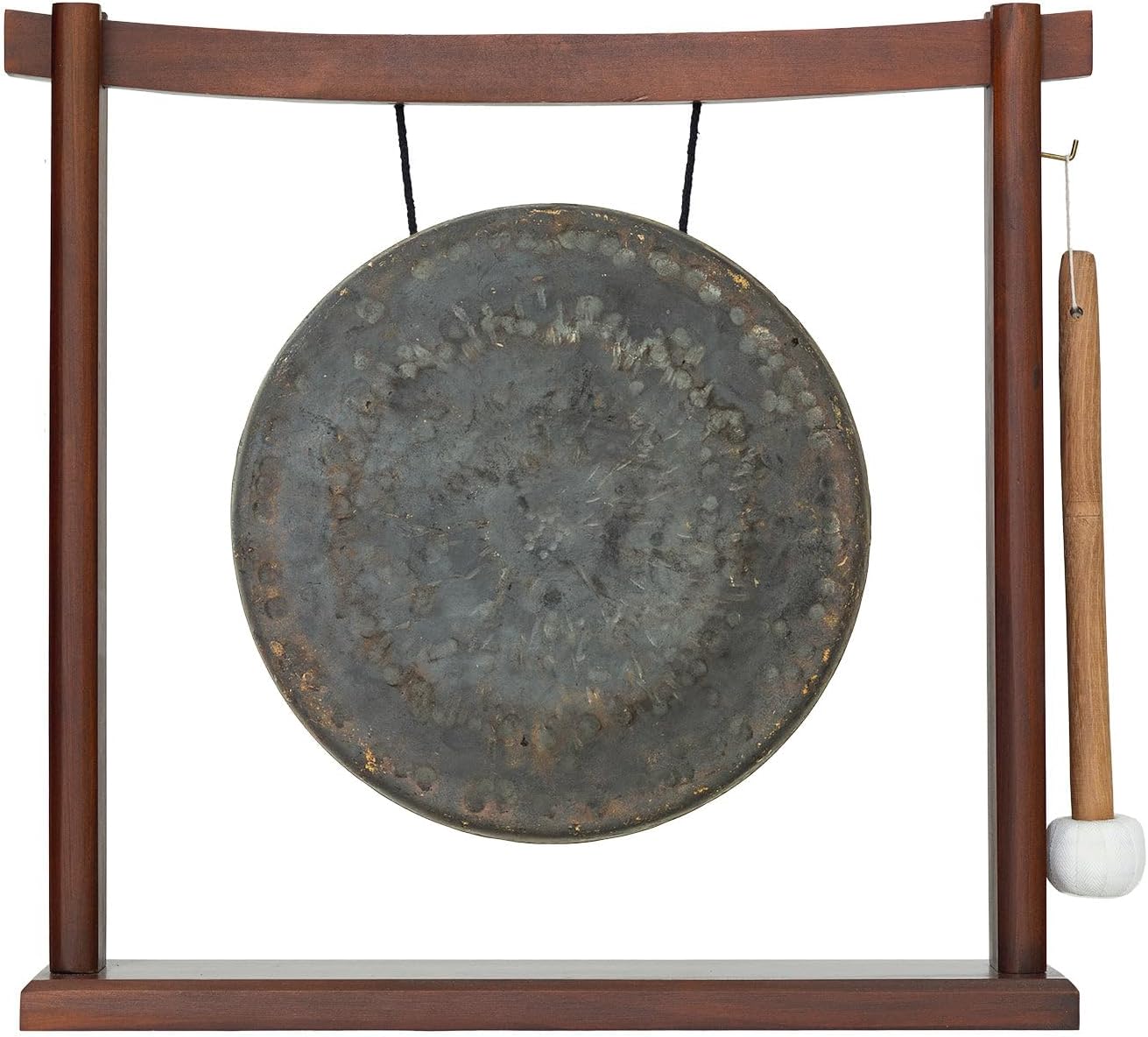 10'-12' Gongs on Woodsonic Stand - Includes Gong, Mallet, & Stand/Easy to Play Traditional Chinese Gong/Easy to Assemble Stylish Wood/Great for Small Spaces
