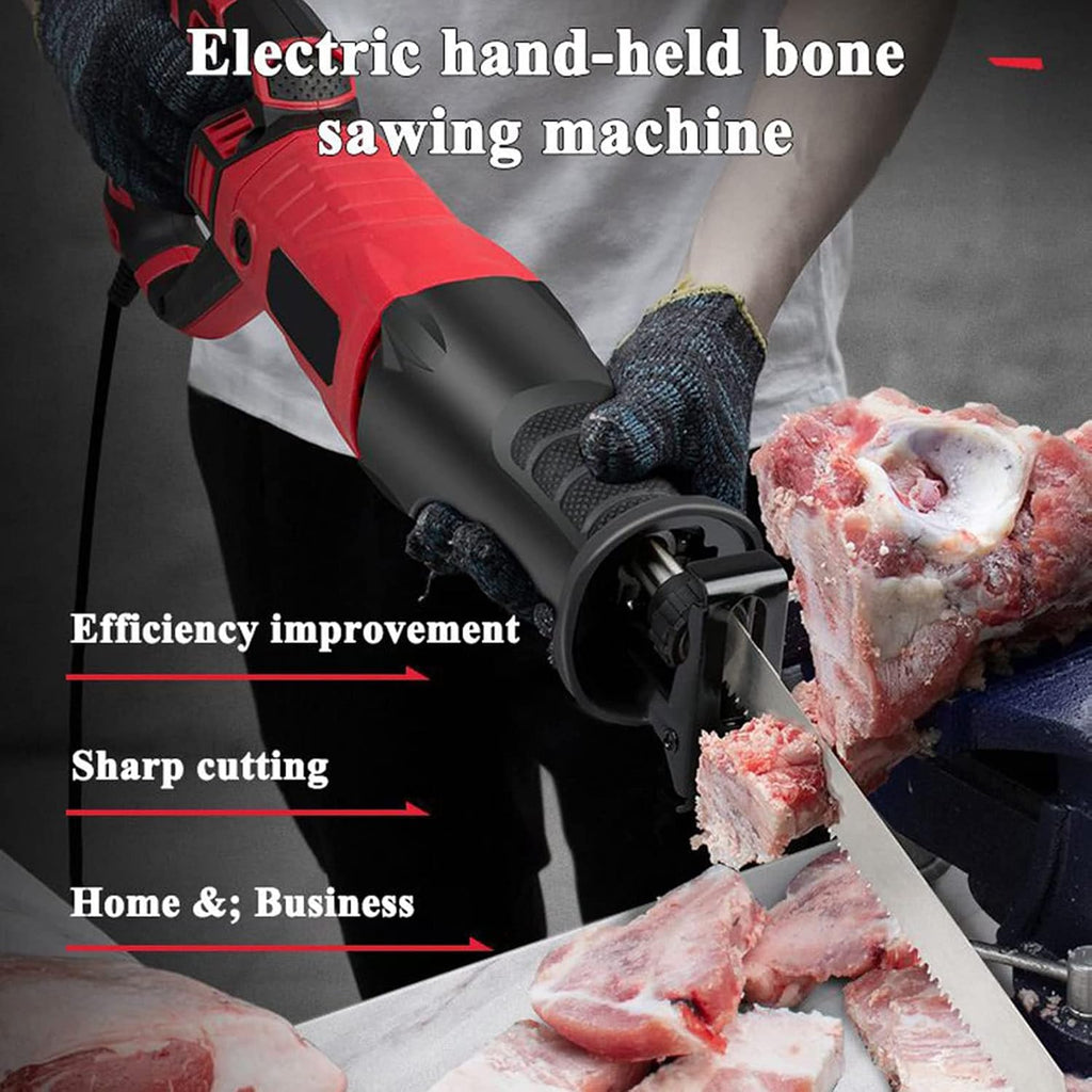 900W/1300W Portable Cordless Reciprocating Saw - Professional Multifunctional Meat & Bone Cutting Machine with 180° Rotating Body for Pork, Fish, and Ribs(Red,900W)