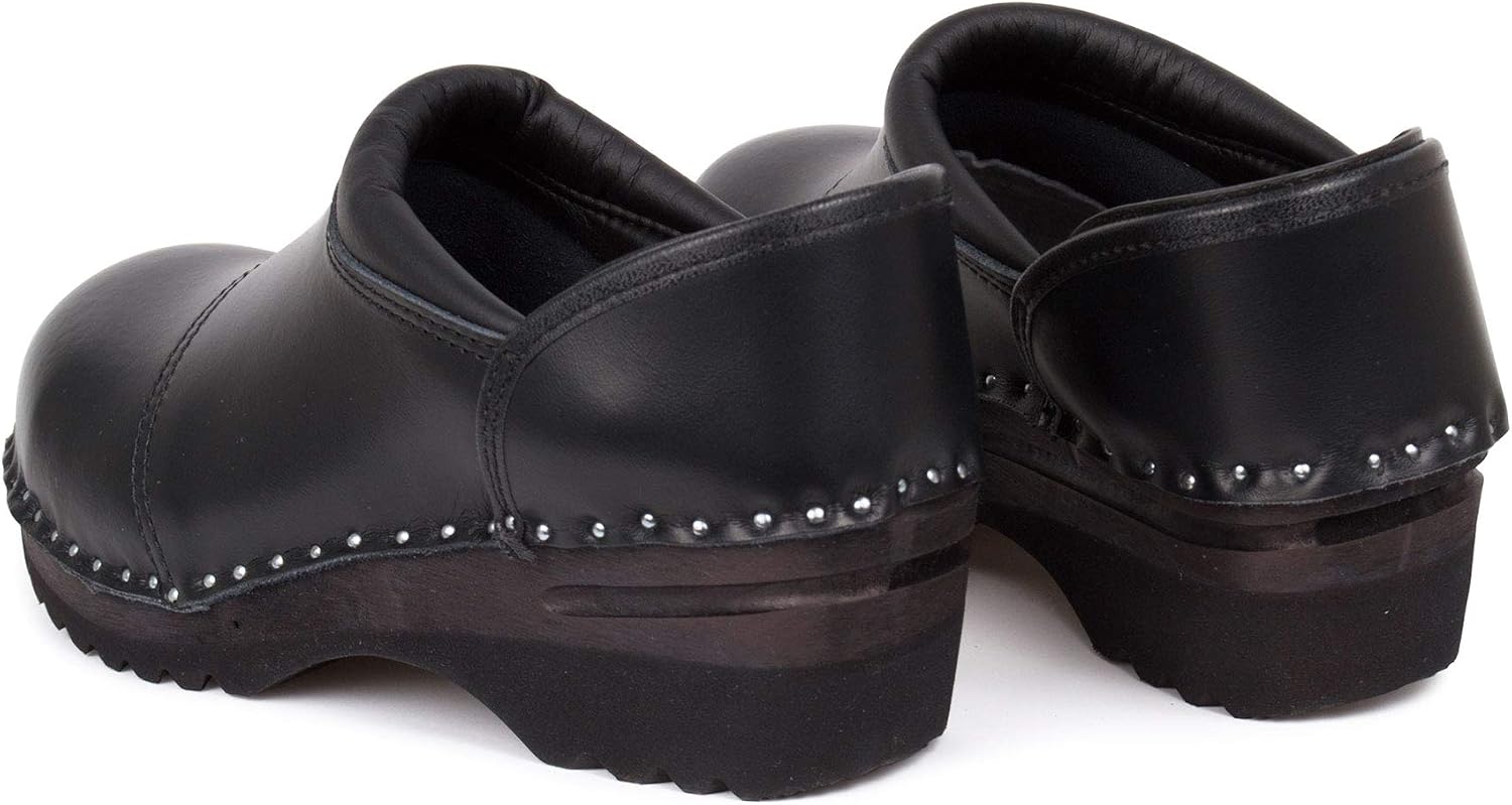 Troentorp Clogs, Picasso Bastad Slip On Steel Toe Non Slip Womens Leather Wooden Nursing Chef Work Swedish Clogs