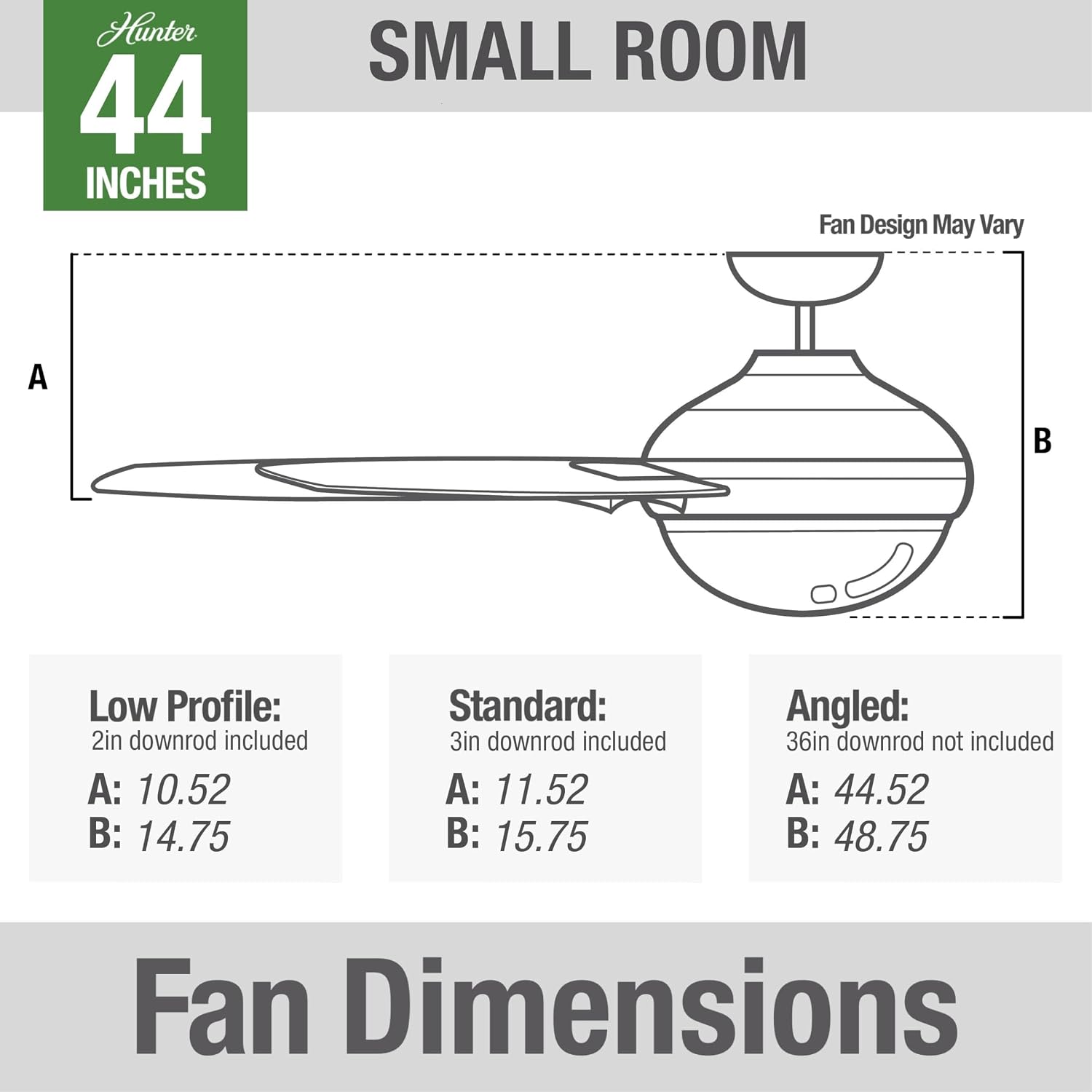 Hunter Fan 44 inch Casual Matte White Indoor Ceiling Fan with LED Light Kit, Holiday Gift for Bedroom, Living Room/Family Room, Dining Room, Kitchen, Office (Renewed)