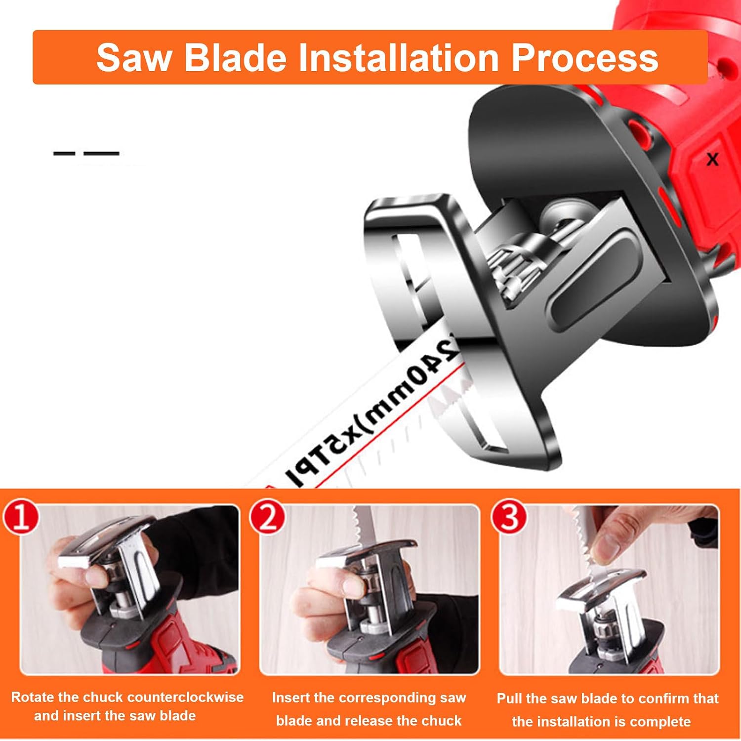 Electric Reciprocating Saw, Cordless Saw with 6replaceable Saw Blades,1pairs Gloves,Handheld,Lightweight Body,Led Auxiliary Lighting,for Wood,Metal Cutting&Meat Bone,1battery