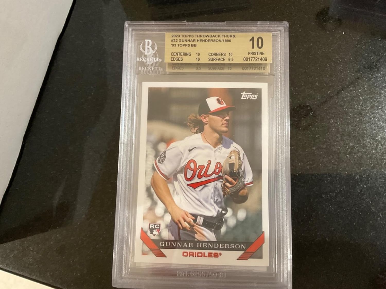 2023 Topps Gunnar Henderson Rookie Card Throwback Thursday Orioles #32 Rc Bgs 10 - Baseball Slabbed Rookie Cards