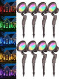 LEONLITE 8-Pack 9W RGB Low Voltage Landscape Lights, Color Changing Wall Wash Landscape Lighting Outdoor, 12-24V LED Landscape Spotlights, Uplight, ETL Listed, Aluminum, IP65 Waterproof