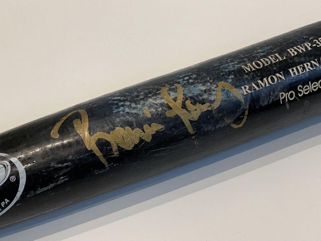 Ramon Hernandez A's Padres Orioles Signed Autograph BWP Game Used Bat PSA DNA - MLB Autographed Game Used Bats