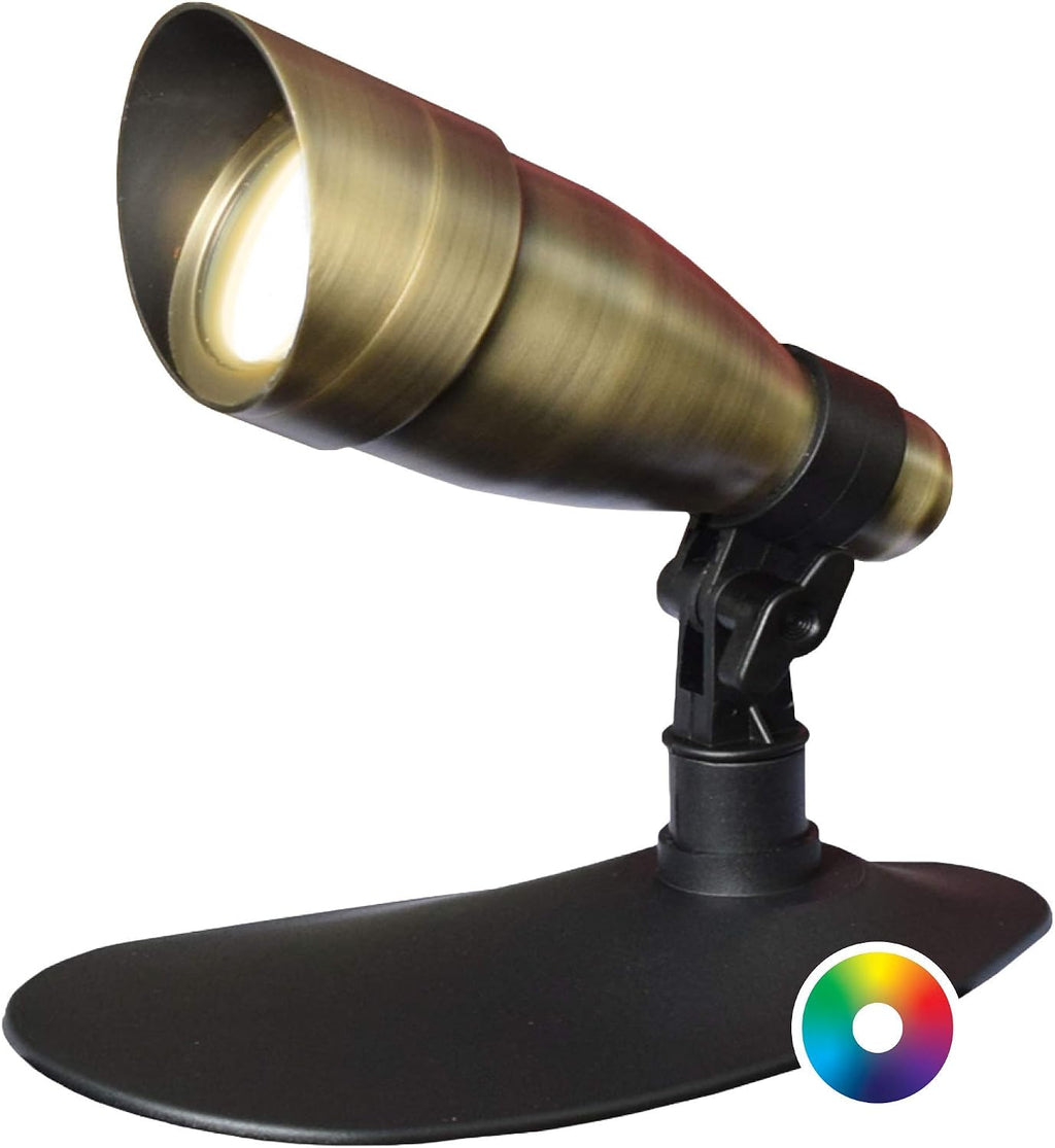 Ignite Landscape Lighting 9-Watt Brass LED Color Changing Spotlight for Landscape Lighting, Ponds, and Water Features - 9WCC