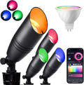 Remote Control RGB Color Changing Landscape Lighting,Low Voltage Spotlights,IP65 Waterproof Uplights for Yard,Heavy Duty Accent Fixtures, Double White MR16 Light Bulbs Included 5W 2700K