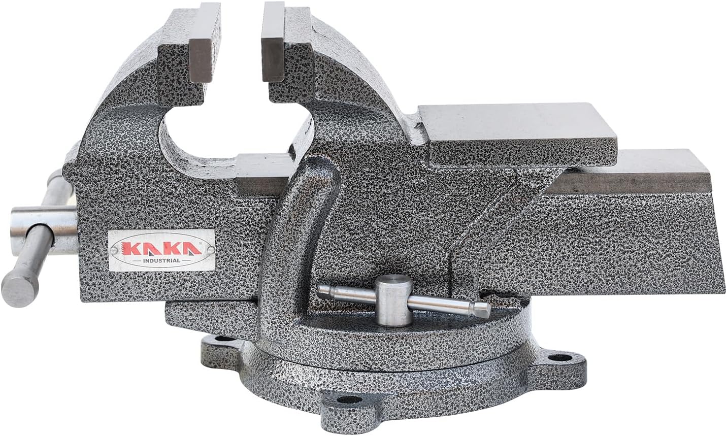 KAKA INDUSTRIAL Bench Vises 5 Inch Jaw Width, 5.1 Inch Jaw Opening Homeowner's Vise, Swivel Base Heavy Duty, for Drilling, Pipe Cutting, Woodworking HPS-125