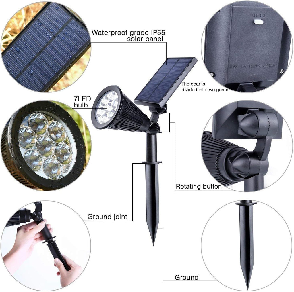 LED Color Changing Outdoor Solar Spotlight with Automatic On/Off 180° Rotatable Solar Panel Superbright Security Light Waterproof Solar for Garden Patio Porch Garage,