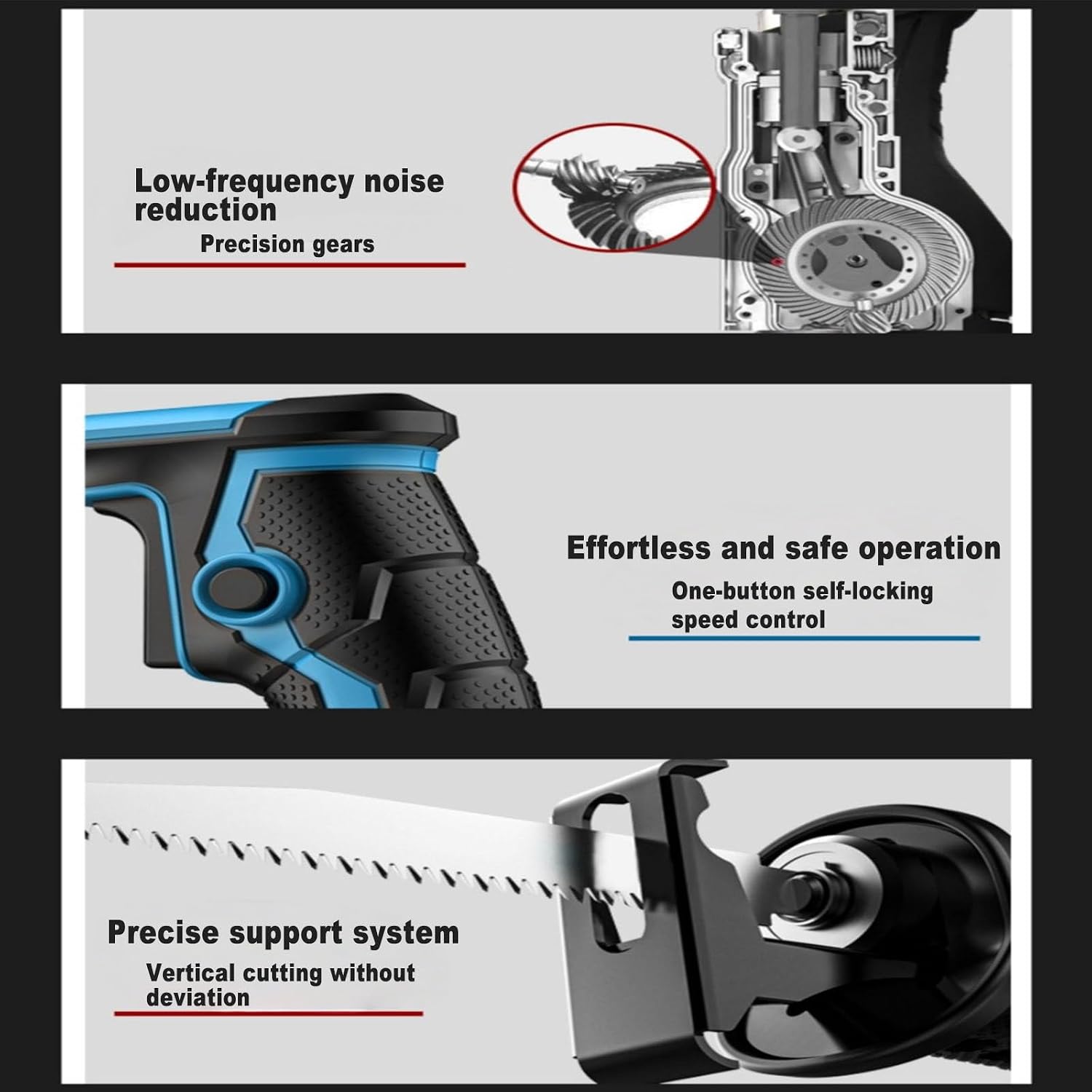 Reciprocating Saw, Electric Bone Saw, 3000rpm Variable Speed Reciprocating, 4pcs Blades for Wood, Soft Metal, PVC Pipe Cutting