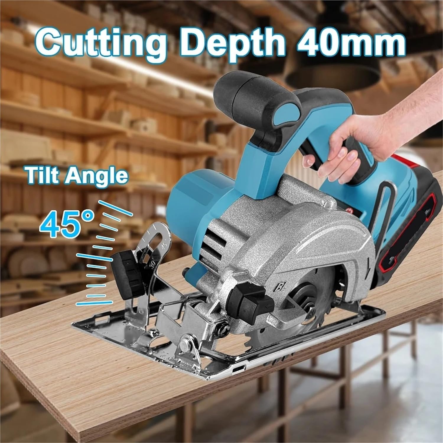 Reciprocating Saw, Handheld Electric Circular Saw 125MM Cordless 5inch Brushless Multi-Angle Woodworking Tool(With 2-Battery)