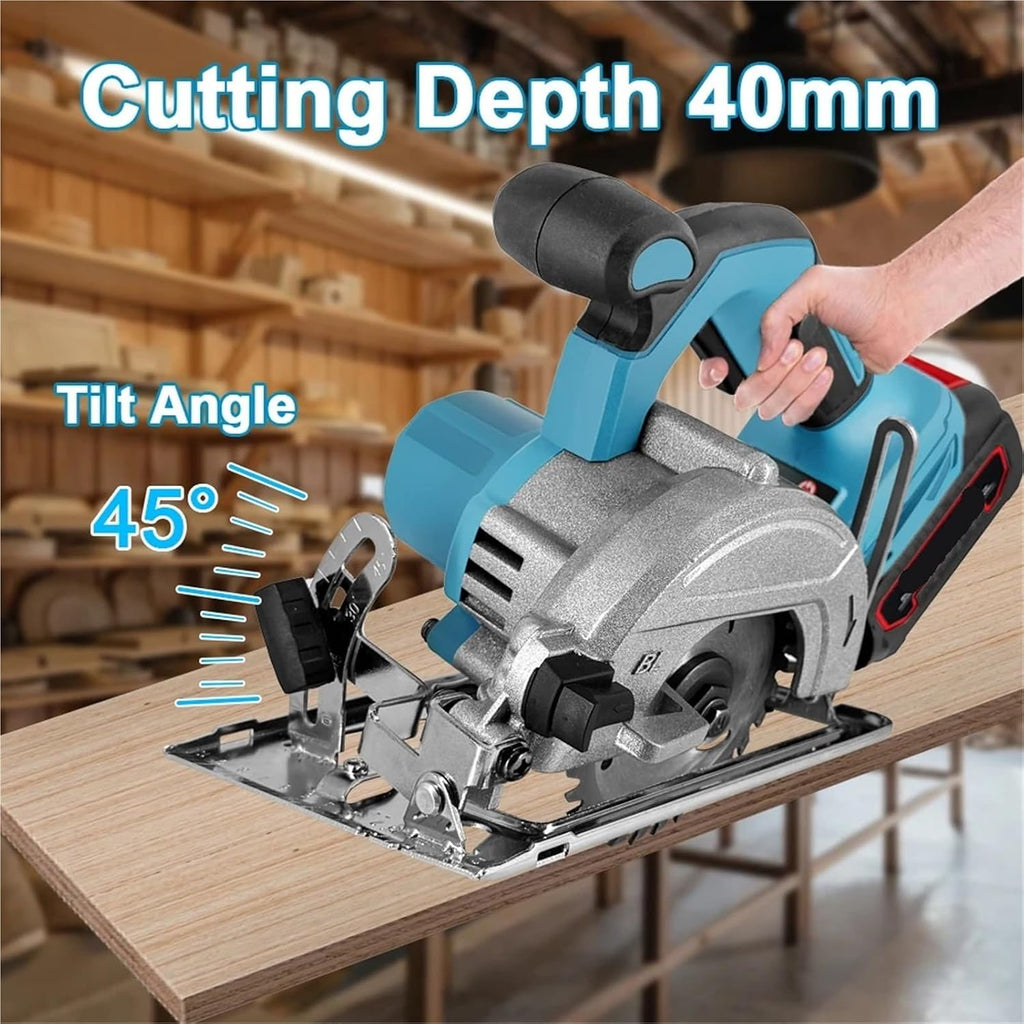 Reciprocating Saw, Handheld Electric Circular Saw 125MM Cordless 5inch Brushless Multi-Angle Woodworking Tool(Only-Machine)