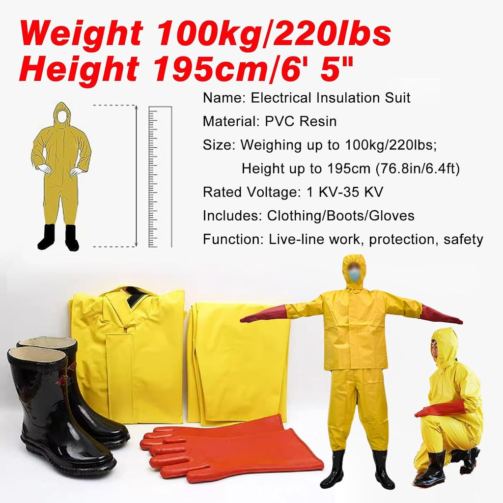 Electrical Safety Live Line Work Clothing & Gloves & Boots, High Voltage Insulation Electric Suit Smock for Workstation/Power Distribution Room(7 KV)