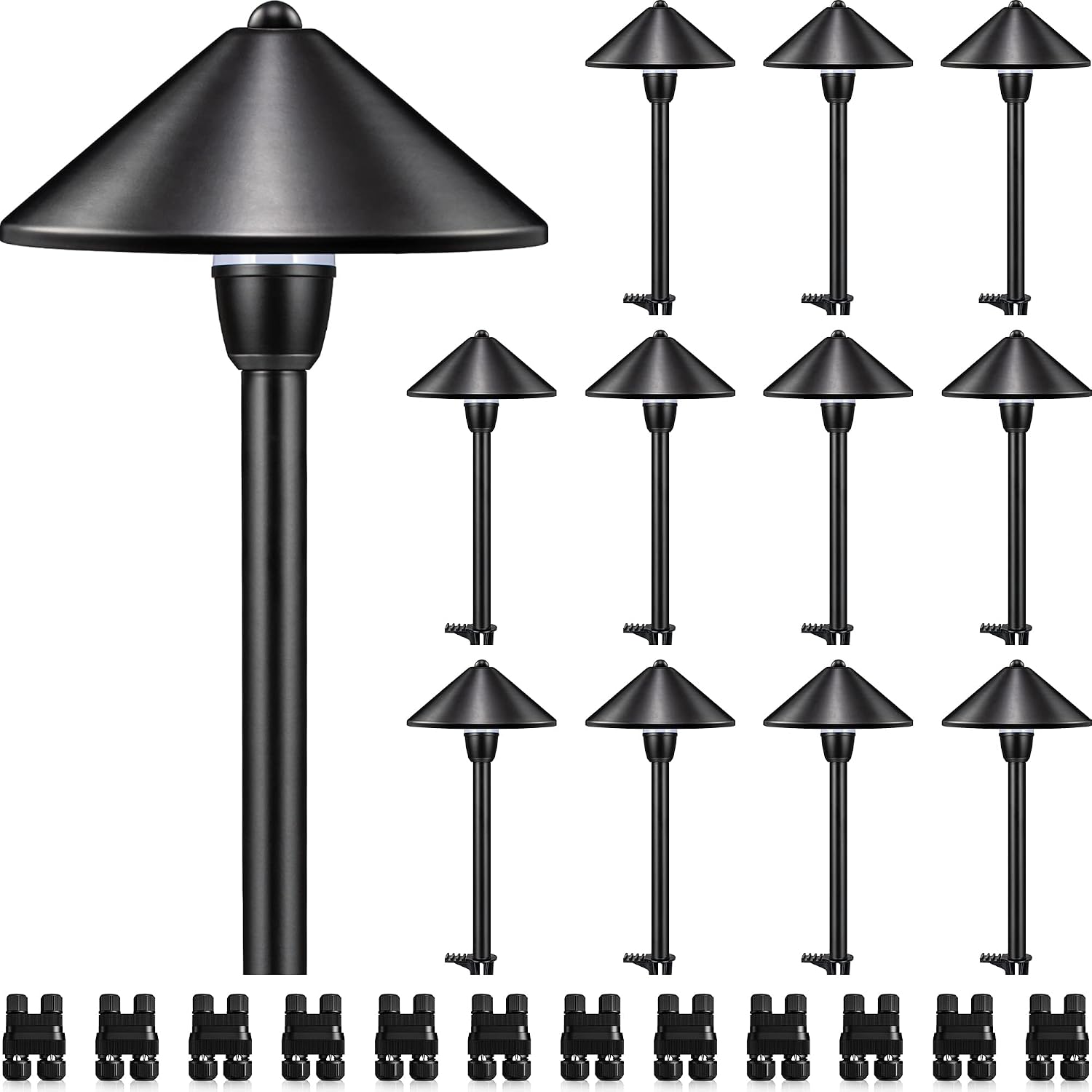 SUNVIE Low Voltage Landscape Lights 3W LED Pathway Lights Low Voltage 3000K Landscape Lighting 12-24V Waterproof Aluminum Wired Landscape Path Lights for Garden Walkway Yard ETL Listed Cord, 12 Pack