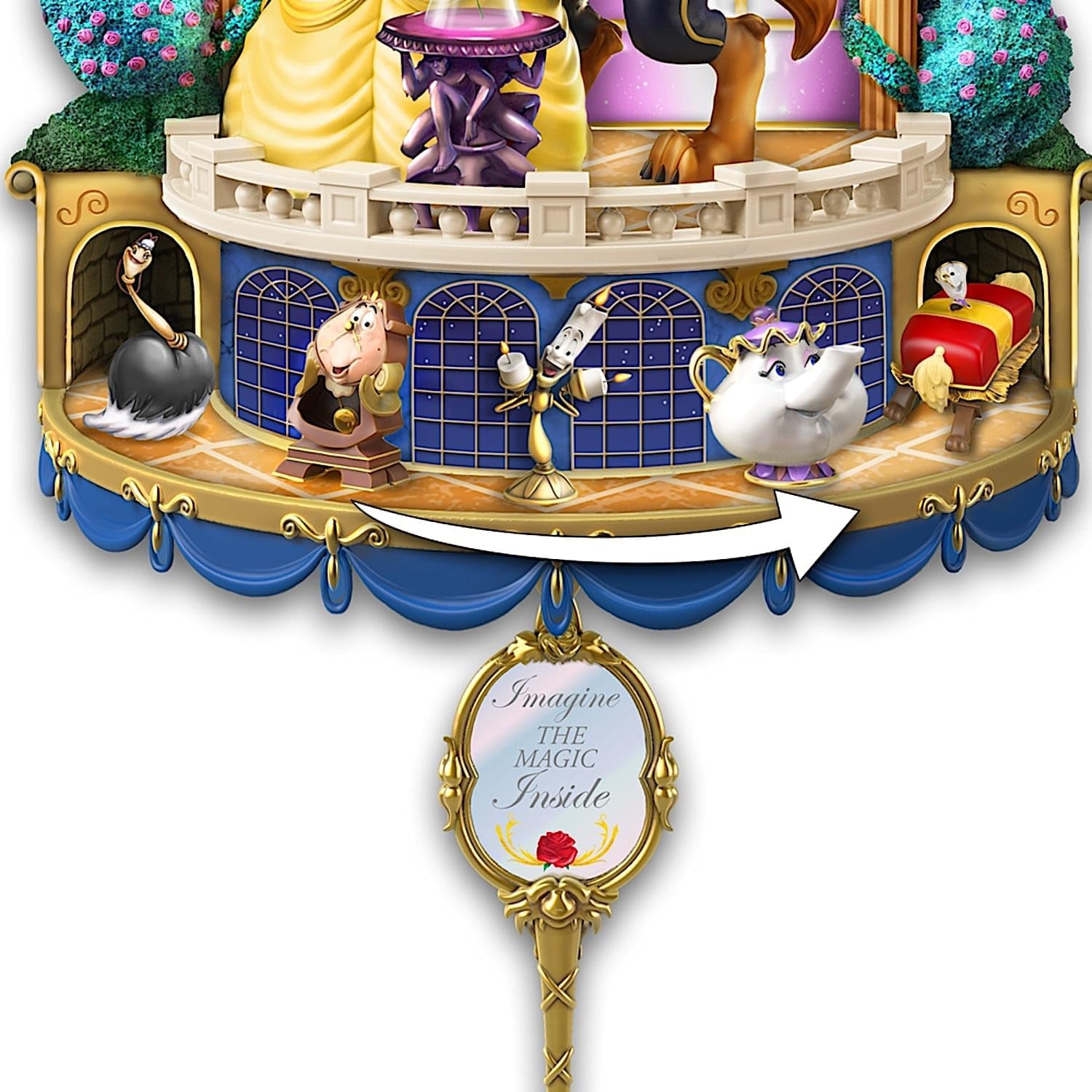 The Bradford Exchange Disney Beauty and The Beast Happily Ever After Illuminated Hand-Sculpted Wall Clock