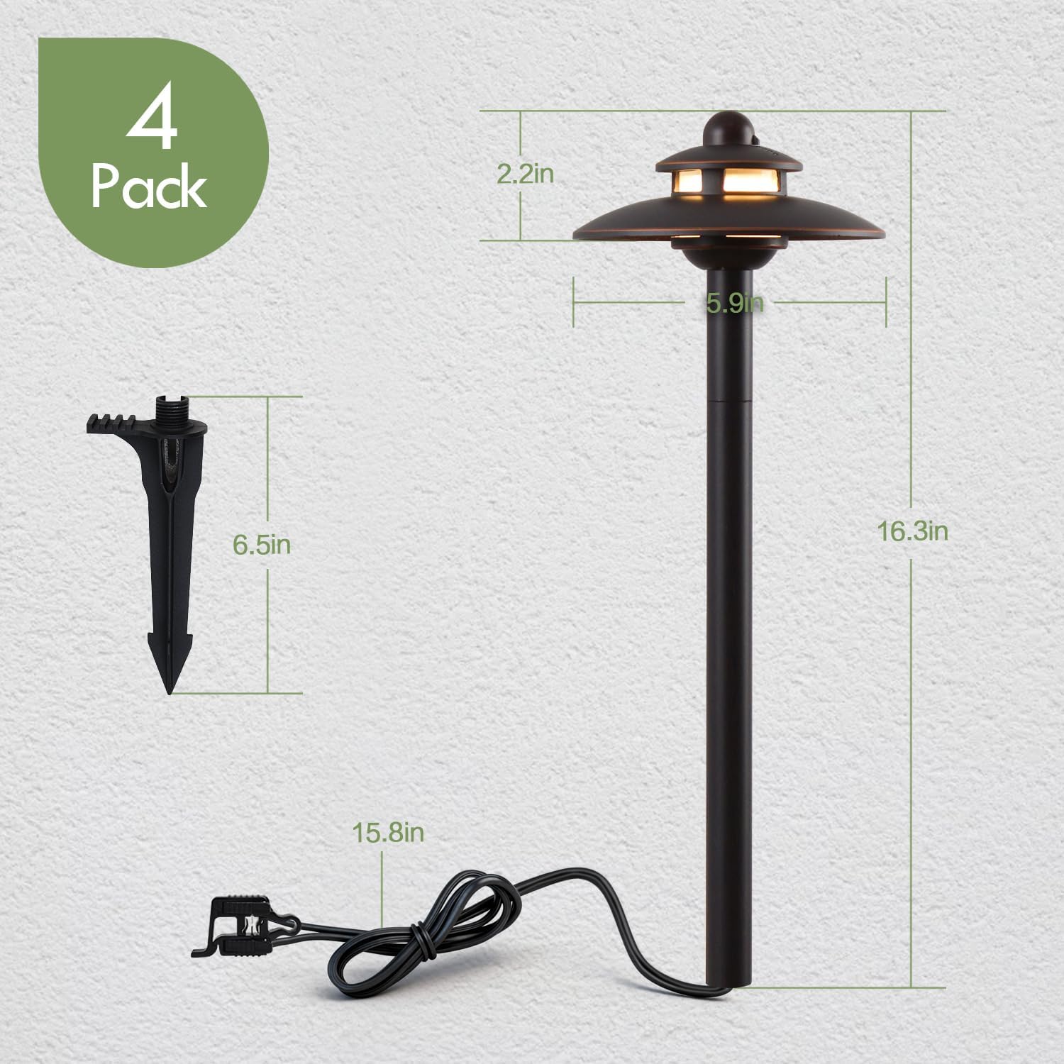 LITFIT Low Voltage Landscape Spotlights Kit, 3CCT Adjustable 12V LED Landscape Lighting, Oil Rubbed Bronze Aluminum Housing, 3.4W 155LM and 7.5W 410LM Die-cast Aluminum