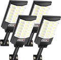 4 Pack Solar Outdoor Lights, Motion Sensor Flood Light, Dusk to Dawn Street Lights with Remote Control, IP66 Waterproof Solar Powered Parking Lot Lights, 6500k Dimmable Security Lamps