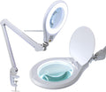 Neatfi Elite Super LED Magnifying Lamp with Clamp – 6' Glass Lens, 2.25X/4X Bifocal, 6500K Daylight | Glare-Free, Nonpolar Dimming | Reading, Crafting & Precision Work (6 Inch Lens, White)