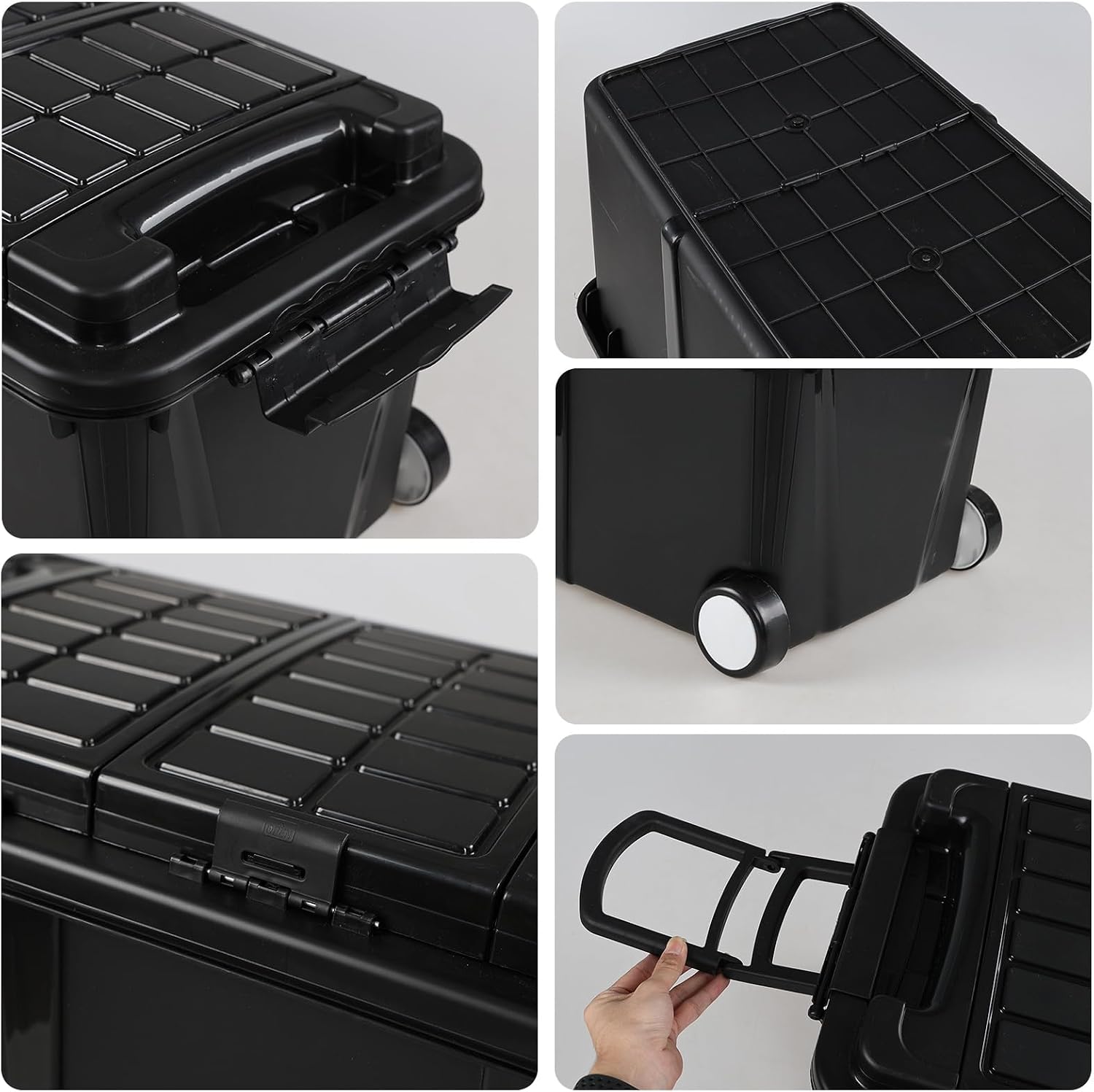 Sadstory 20 Gallon Plastic Wheeled Storage Tote with Compartment, 2 Pakcs