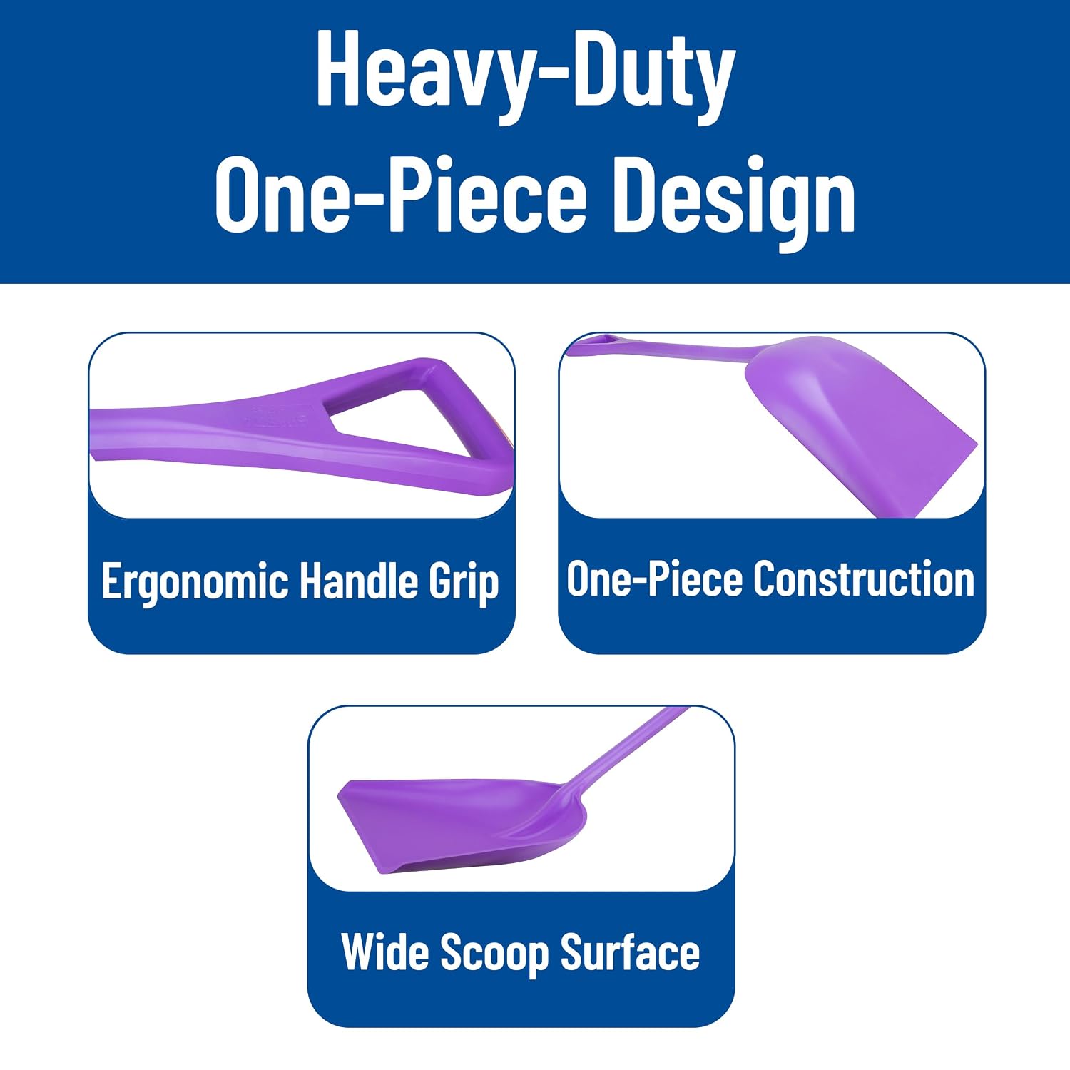 SPARTA Polypropylene Sanitary Shovel, One-Piece Food Handling Scoop, Commercial Kitchen and Bulk Ingredient Transfer Tool, 13.75' x 16.5' Scoop, Purple (Pack of 3)