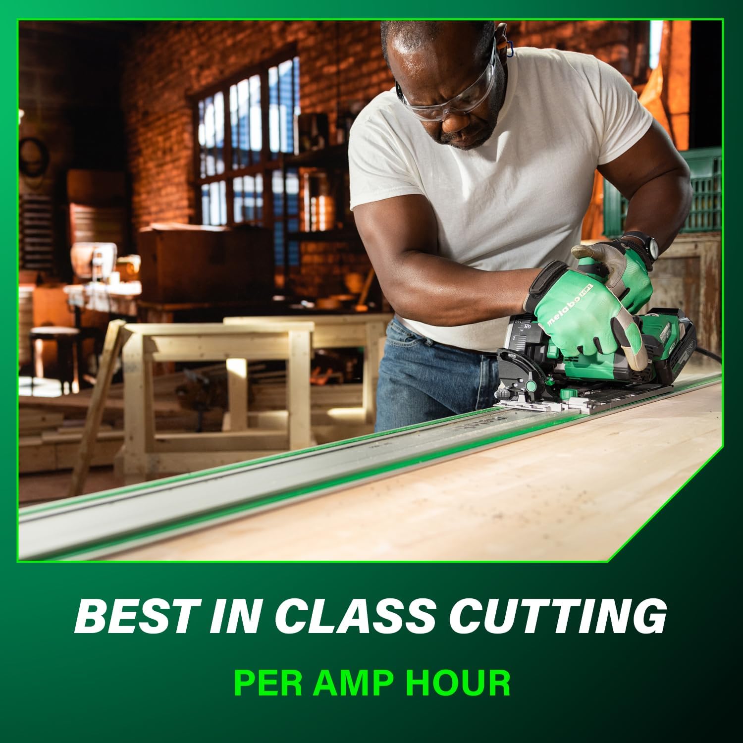 Metabo HPT 36V MultiVolt 6-1/2' Cordless Track Saw Kit, Adjustable Bevel -1 to 46°, Over 2-1/2' Cutting Depth, Lightweight Design, Includes 4.0Ah Metabo Battery and Rapid Charger, C3606DPA