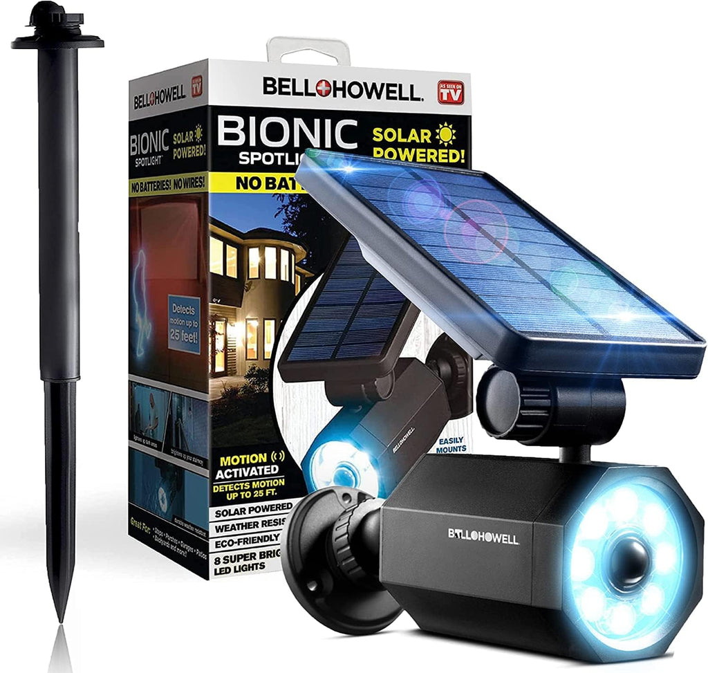 Bell+Howell Bionic Spotlight Deluxe Solar Lights Outdoor Motion Sensor 50% Brighter 8 LED Bulbs LED Lights Waterproof Landscape Spotlights Patio Yard Garden Outdoor Lighting As Seen On TV Set of 5