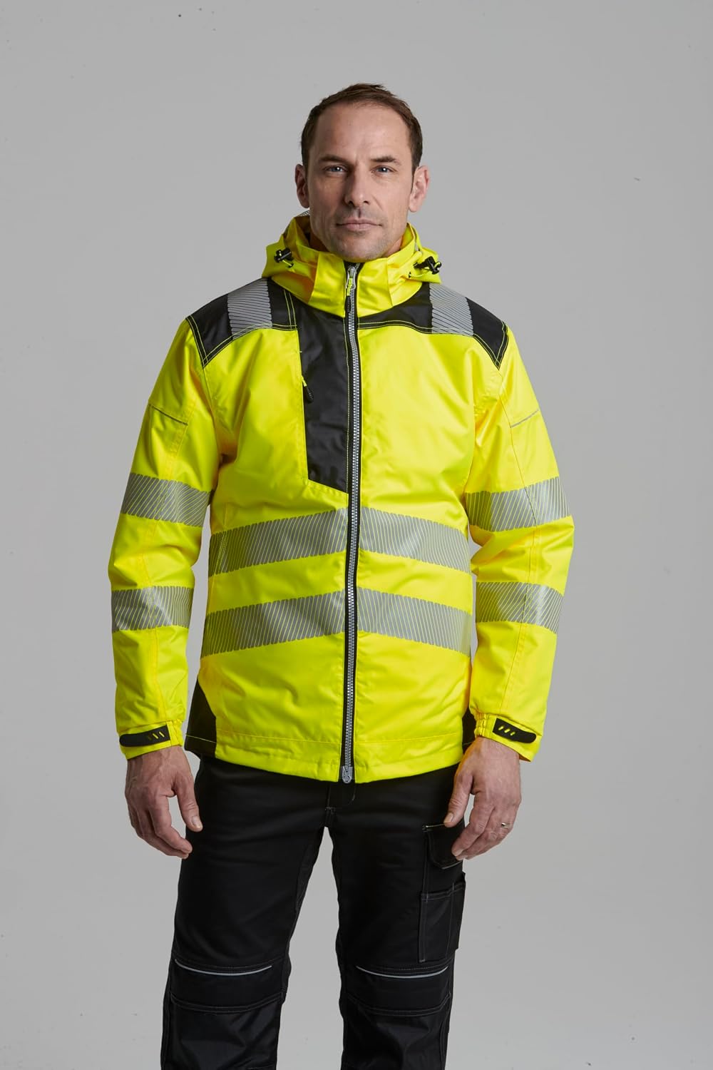 Portwest PW3 Hi-Vis Winter Jacket Work Safety Protective Reflective Waterproof Coat ANSI 3, Large